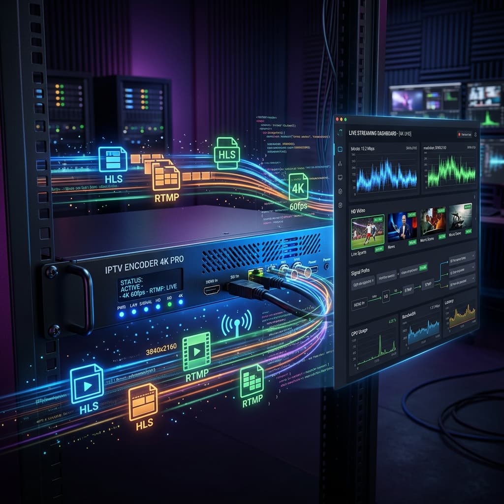 تقنية IPTV Encoder ضغط الفيديو وبروتوكولات البث الاحترافي